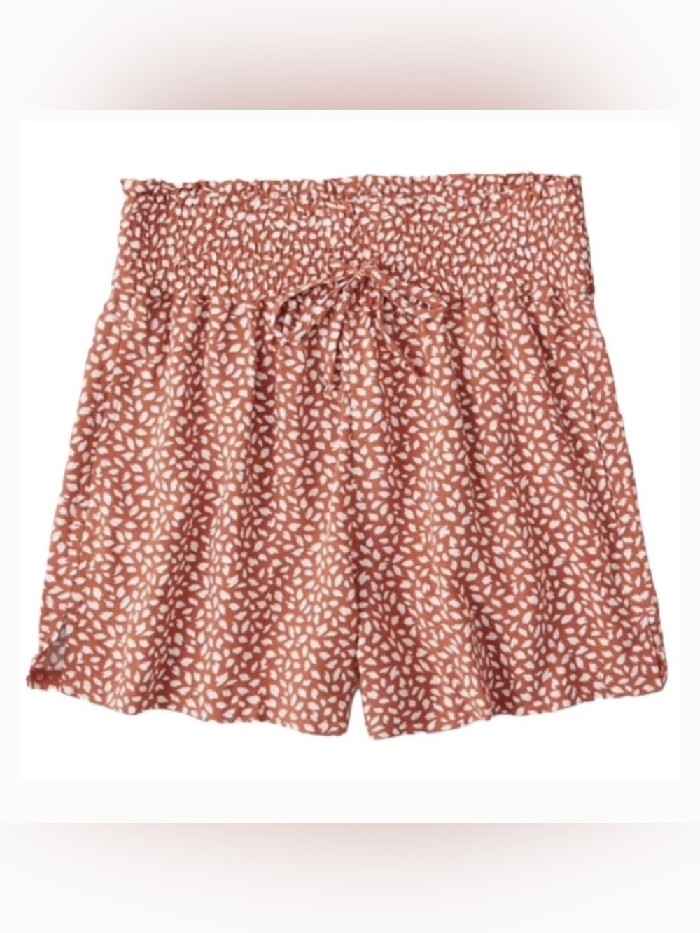 Abercrombie & Fitch Rust / Cream Print High-Waist, pull-on Shorts, Small